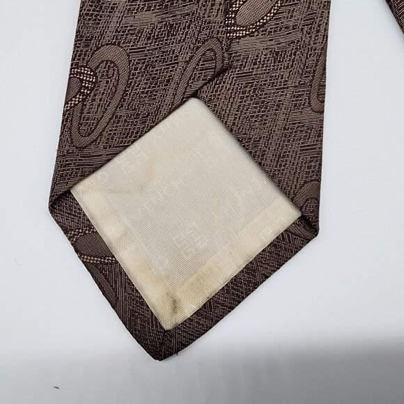 Givenchy Monsieur Necktie Geometric Brown Silk Blenc 3.25" W 57" L VTG Retro - Picture 6 of 7